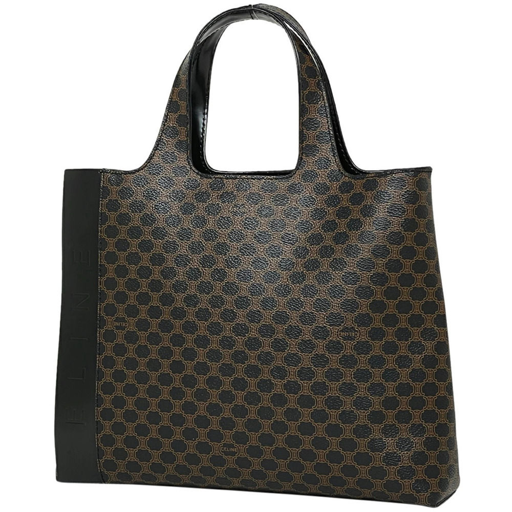 Celine Macadam tote bag logo handbag canvas brown black